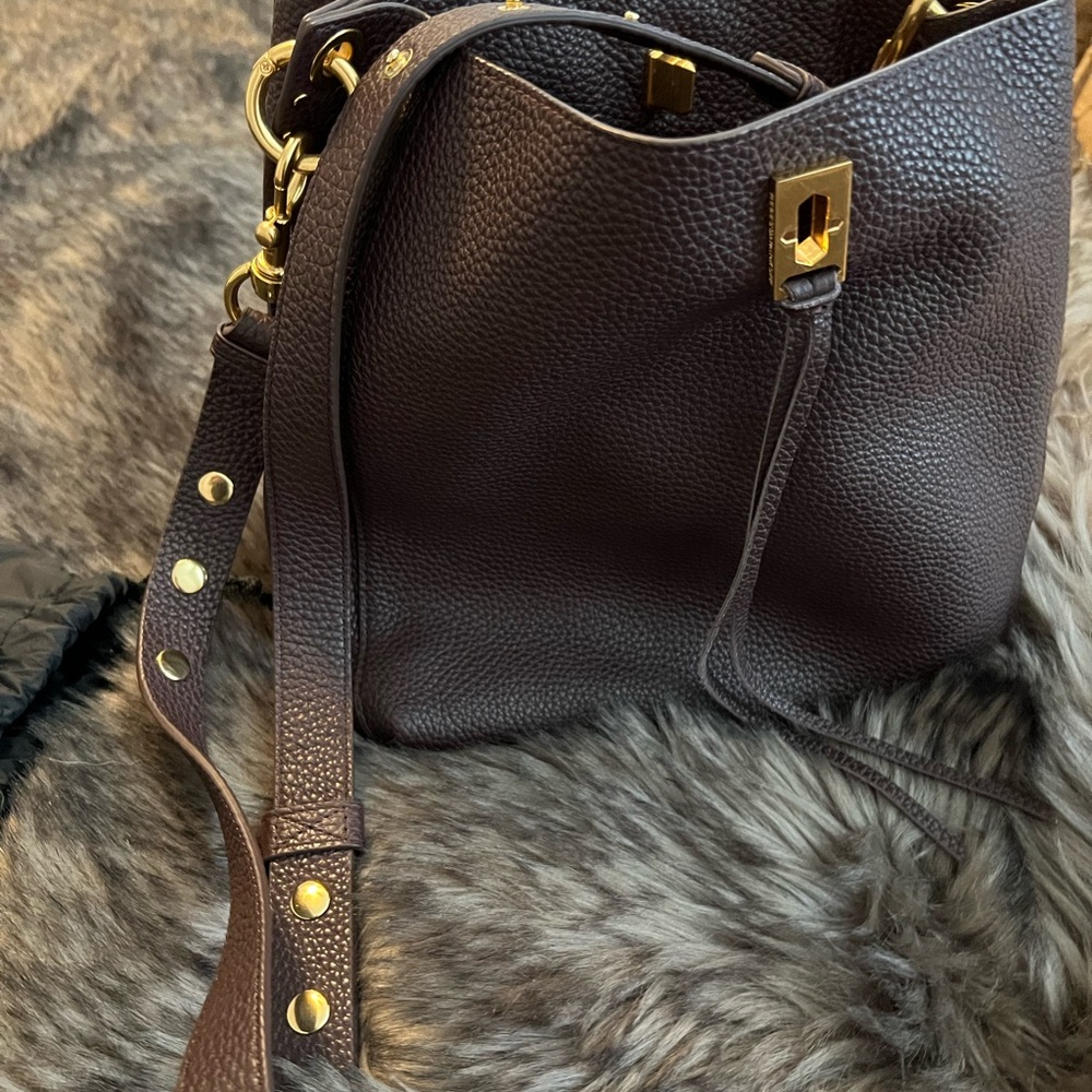 Rebecca Minkoff Gold Accented Brown Leather Shoulder Bag